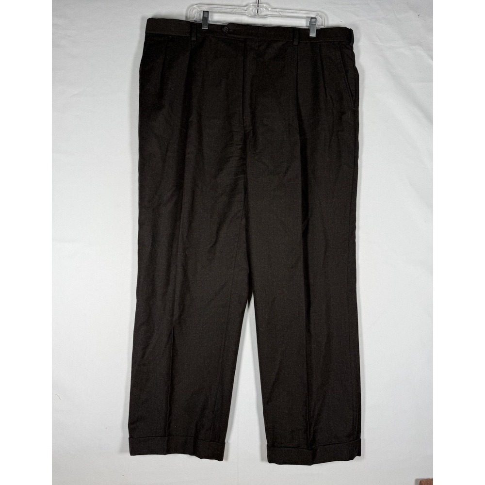 Burberry London Pants Mens 42x30 Brown Wool Pleated Dress Cuffed Preppy VTG